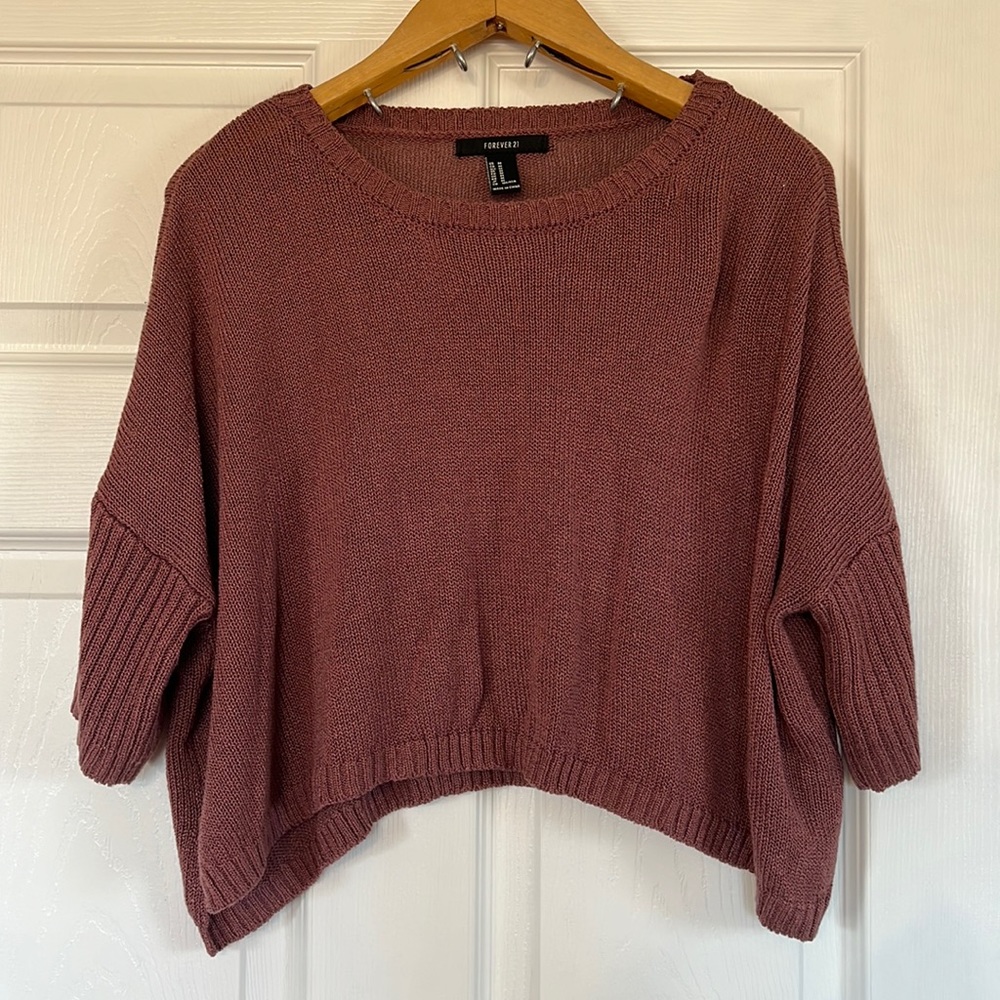 Forever 21 cropped baggy sweater. Medium/ pink